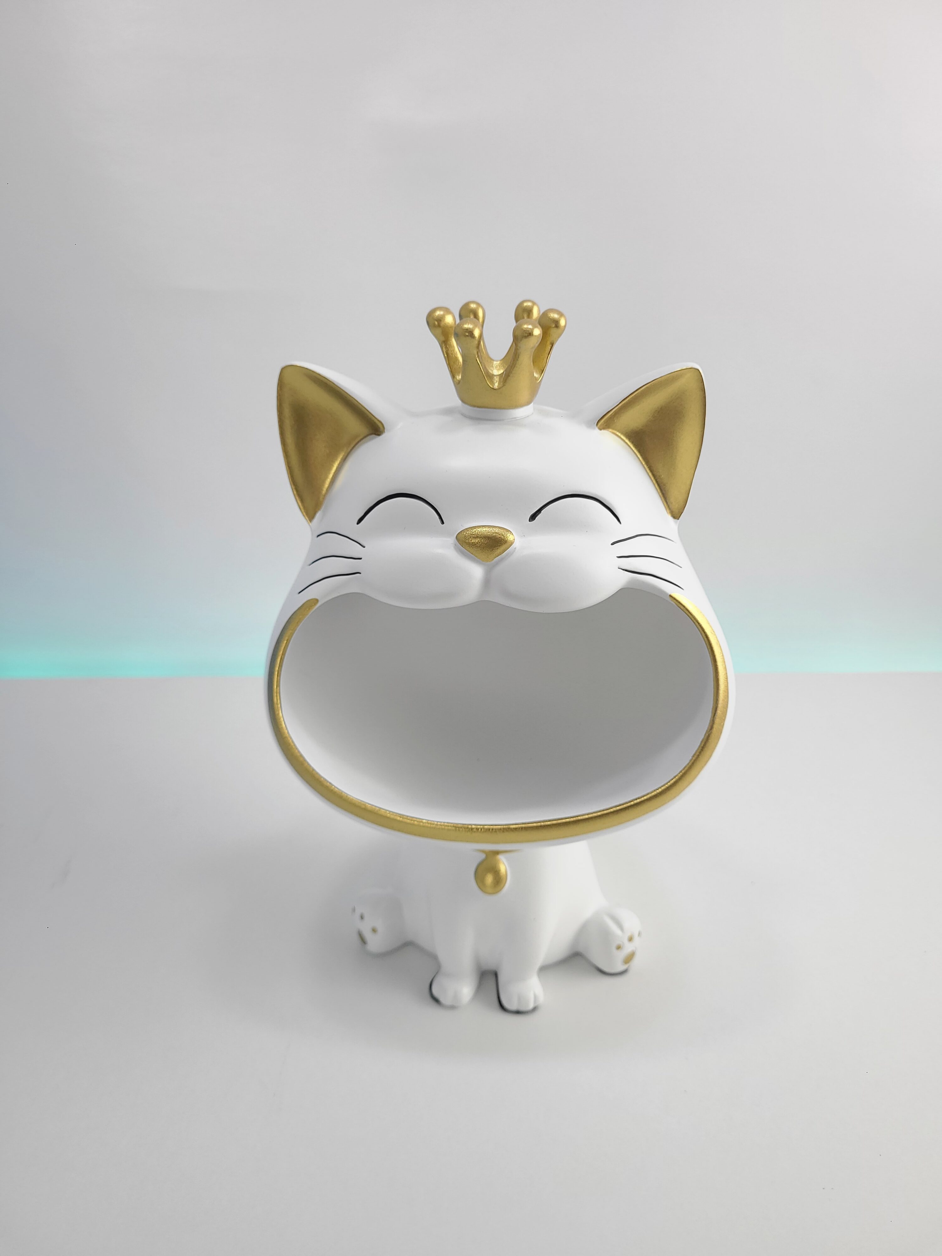 🐱 وعاء ديكوري متعدد الاستخدامات بتصميم قطة مع تاج 👑